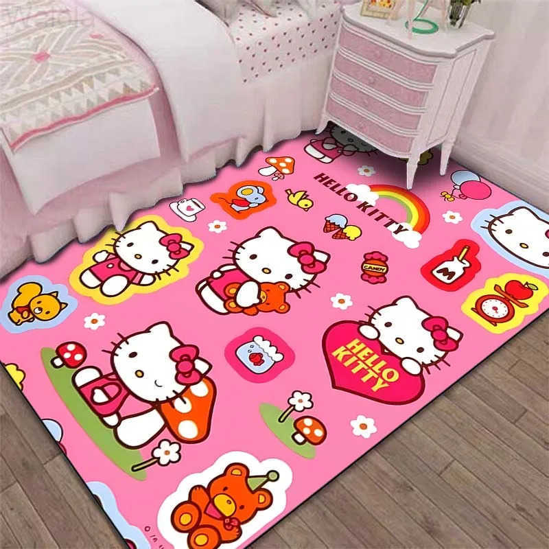 Sanrio Hello Kitty Kawaii Printing Carpet for Living Room Bedroom Sofa Home Girls Room Decor Area Rug Pink Room Decor Play Mat L251016