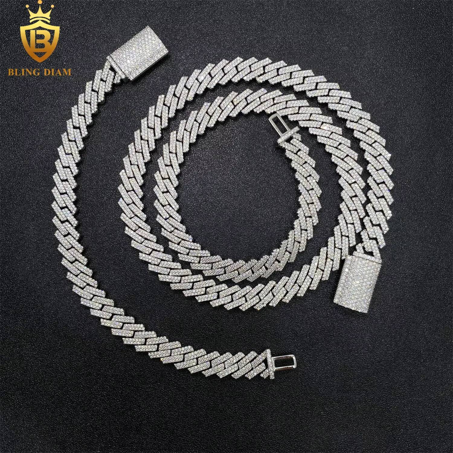 10mm Hip Hop Miami Jewelry 925 Sterling Silver Vvs Moissanite Cuban Link Chain Bracelet Necklace Promotions and Discounts