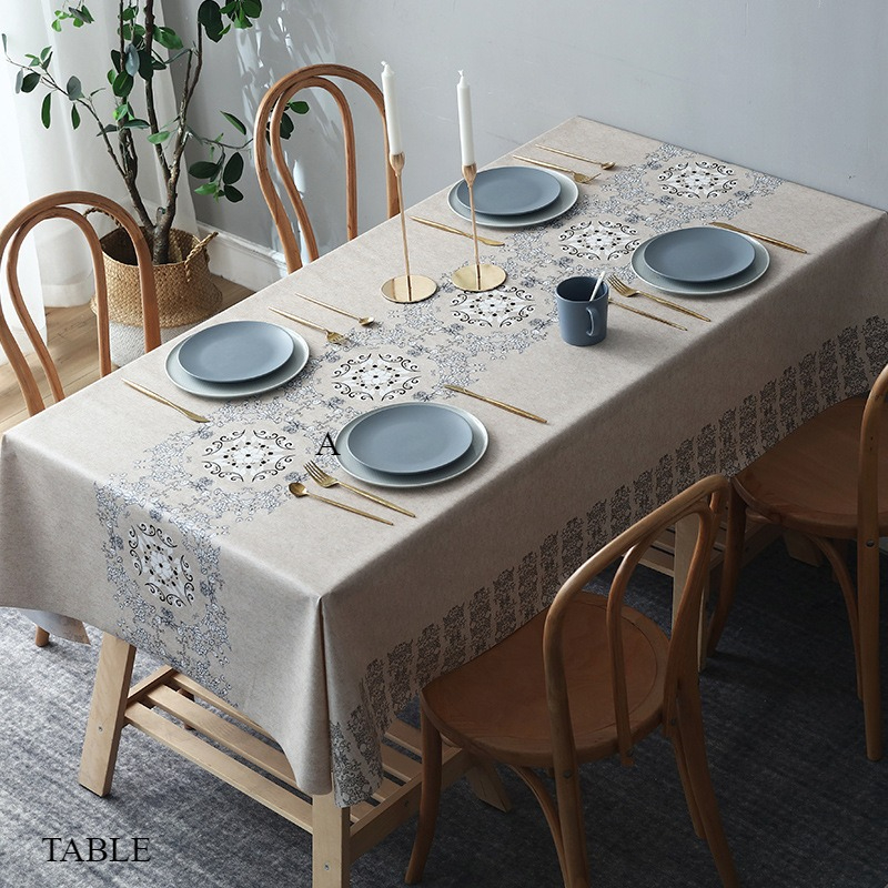 2025 Leave-in Meal Rectangular Dinning Table Mat Tablecloth PVC Waterproof and Oil-proof Q1