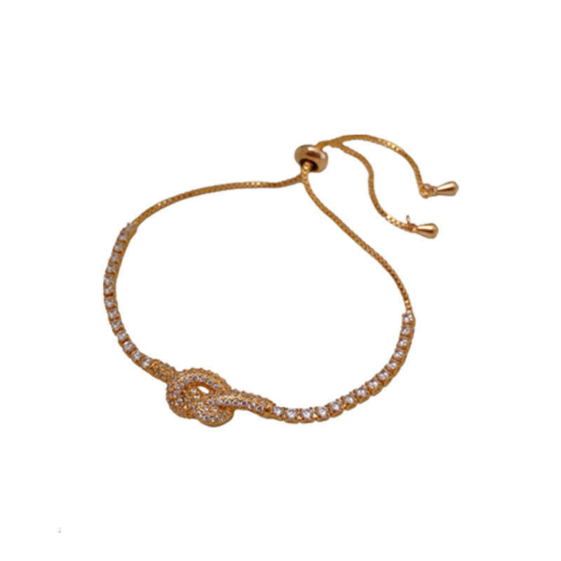 Real Gold Plated Zircon Knot Hollow Simple Elegant Bracelet Light High-end Sense Women's Jewelry ddmypluto
