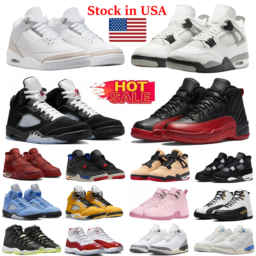 Designer Men Basketball Shoes 3s 4s 5s 11s 12s 1s Black Cat 4 White Cement Lucky Green UNC Pure Money Cool Grey Bred Women Sneakers Sports Trainers Big Size 14 15 16