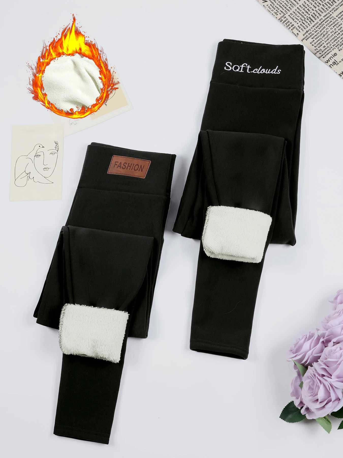 Women Winter Thicken Warm Leggings Lamb Cashmere Leggings High Waist Fleece Elastic Tights Warm Tights Pants Slim Velvet LeggingT251016