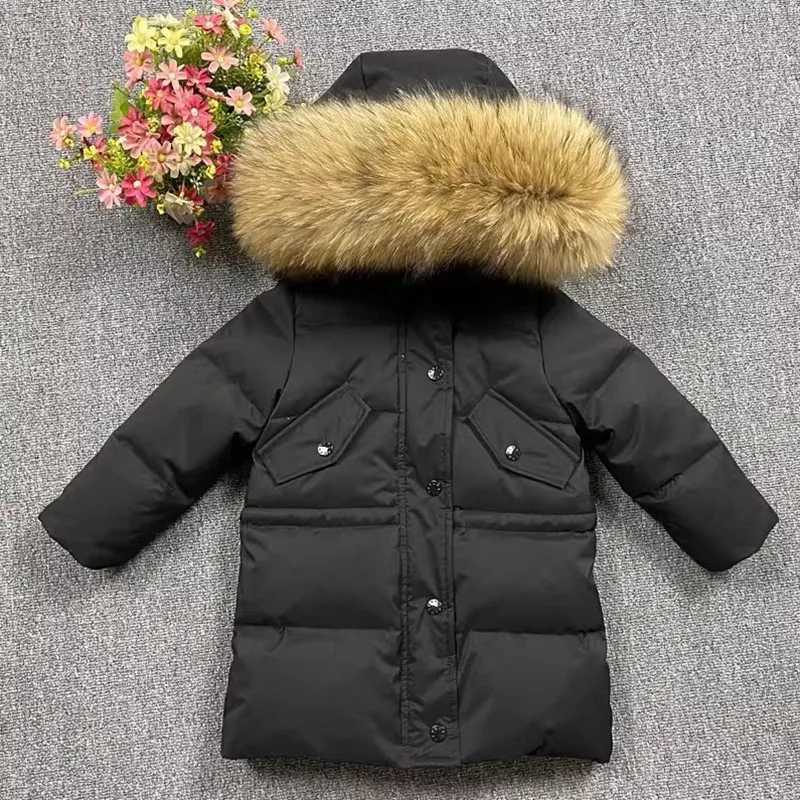 Winter New Hooded Down Coat For Girl Real Fur Collar Thicker Warm Outerwear Teenage Boys Kids Down Jackets Snowsuit A4766T251016
