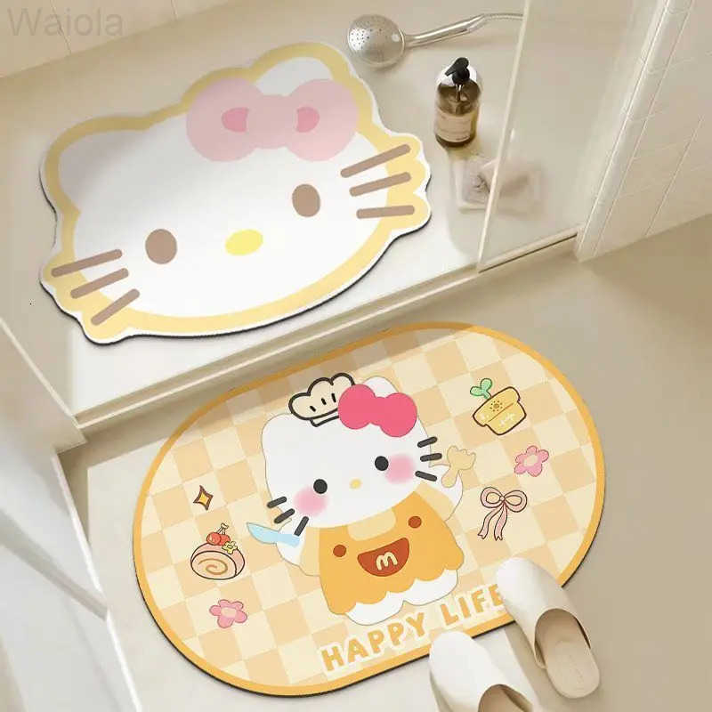 Sanrio Hot Hello Kitty Doormat Foot Mat Carpet 2 Sets Bathroom Kitchen Living Room Decoration Household Kawaii Anime Cartoon New L2510161
