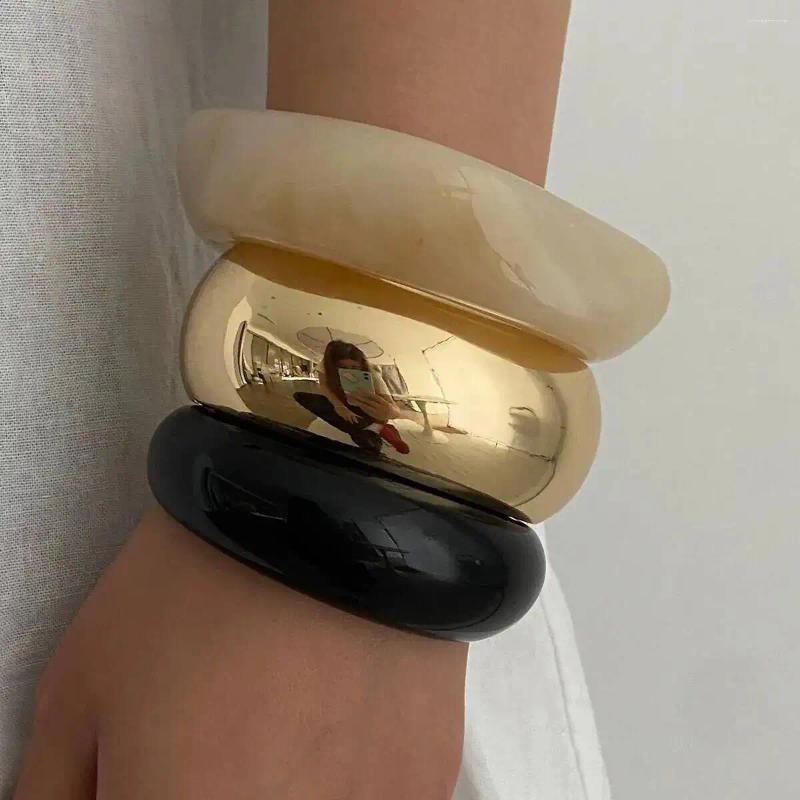Bangle IngeSight.Z 3 Styles Fashion Geometric Resin Acrylic Bangles Women Vintage Punk Hyperbole Metal Spring Bracelet Pulseras Jewelry