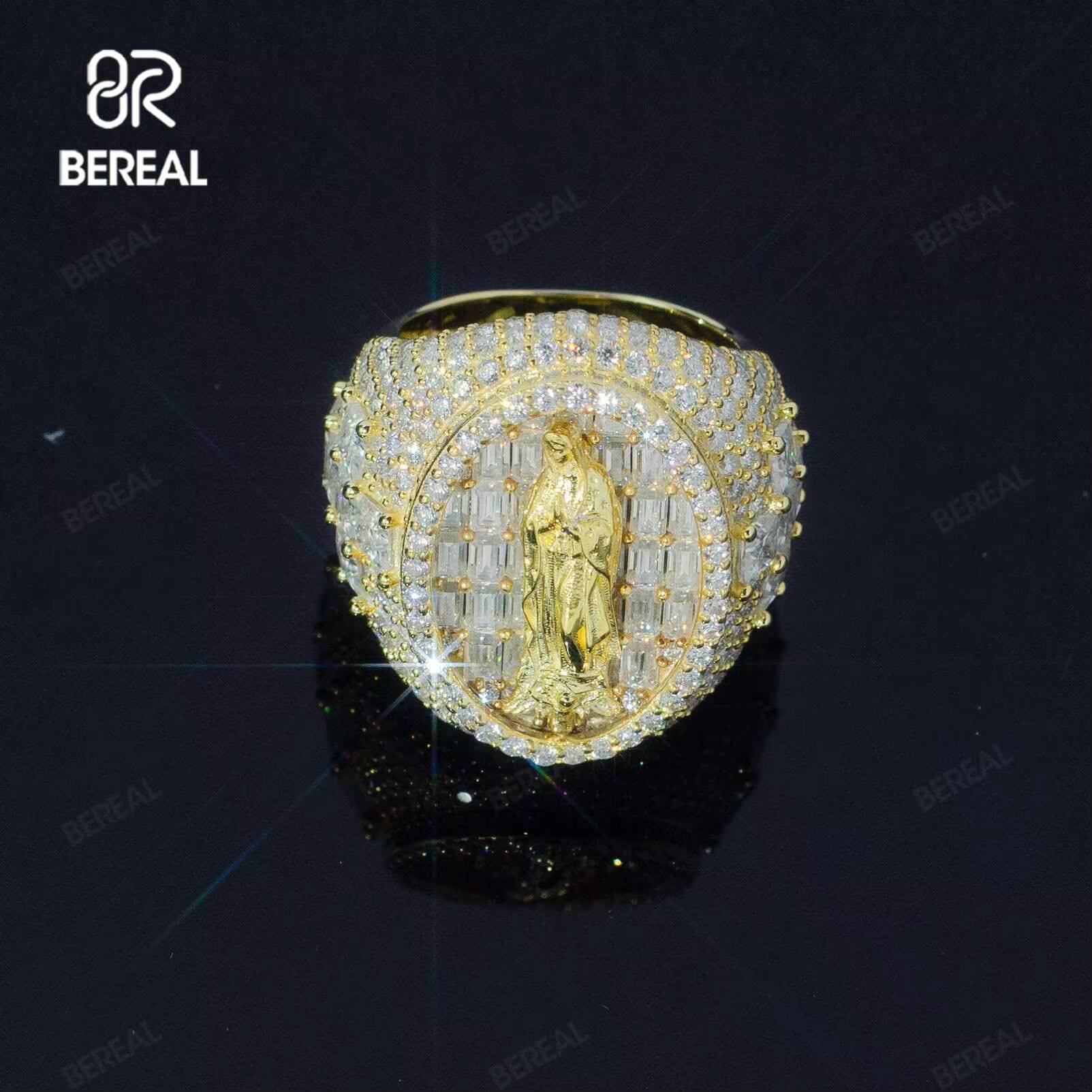 Custom Lab Grown Diamond Jesus Ring Men Women Jewelry Hip Hop Style Iced Out 925 Silver Vvs Lab Created Diamond Ring Jewelry