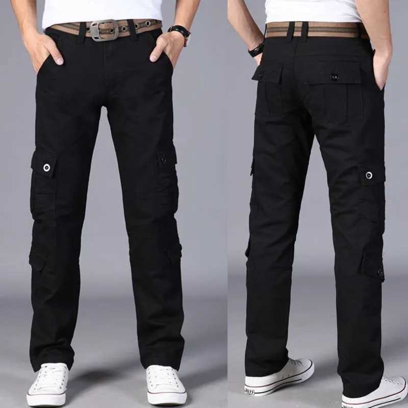 Four Seasons Male loose straight tube multi bag wearresistant and durable auto repair express work pants special soldier pants J251016