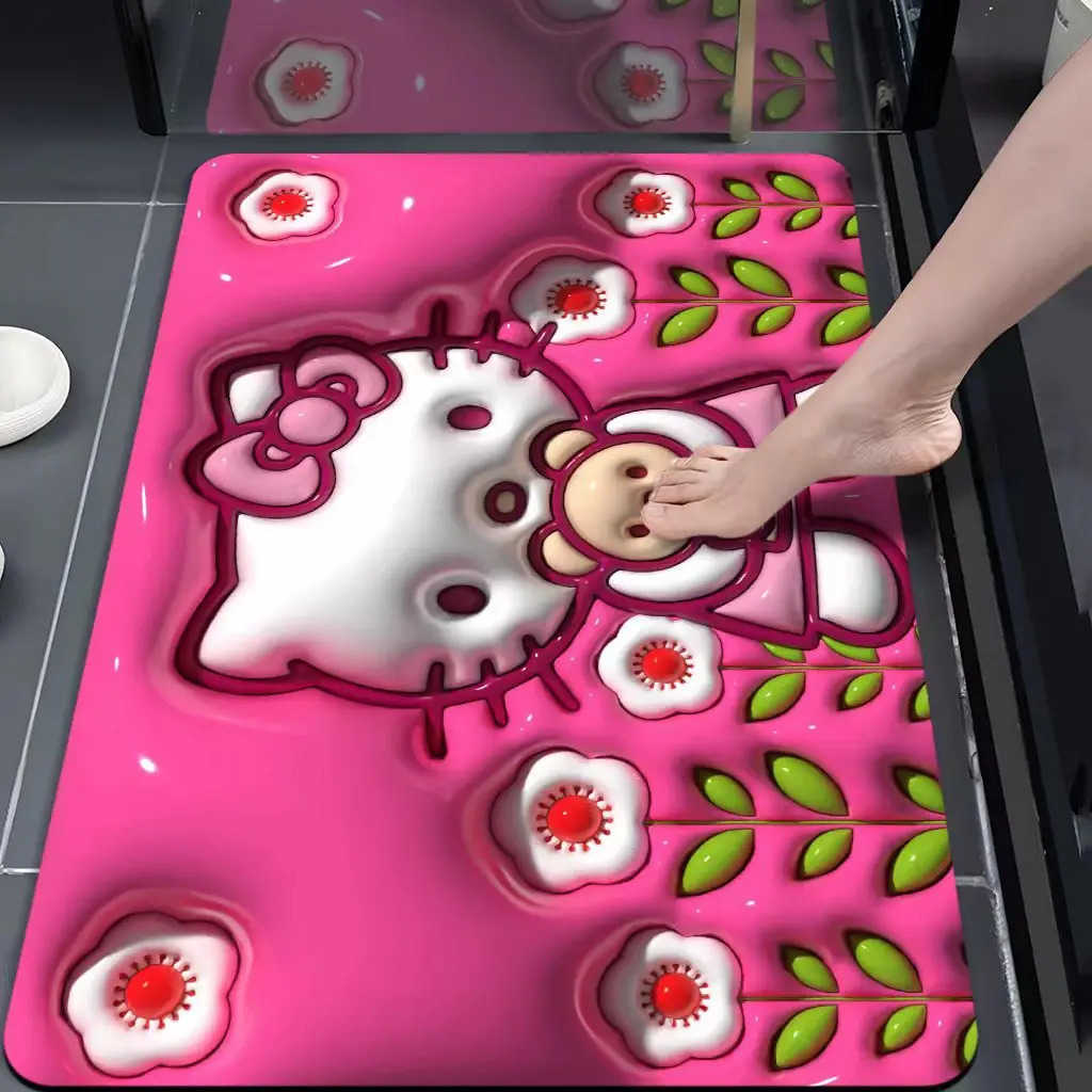 Sanrio Hello Kitty Rug Diatom Mud Absorbent Floor Mat Bathroom Antiskid Quick Drying Carpet Memory Foam Kitchen Bedroom Doormat L251016