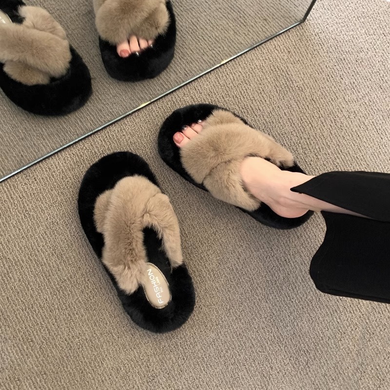 Free shipping Designer slippers Autumn and winter thick soled outdoor classic fashionable plush slippers for womens