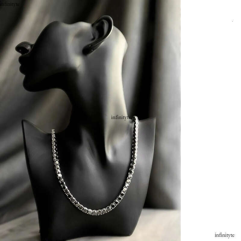 3-8mm VVS1 Black Moissanite Dia Sterling Sier Tennis Necklaces Bracelets Iced Chain Stylish Hip Hop Jewelry for Men