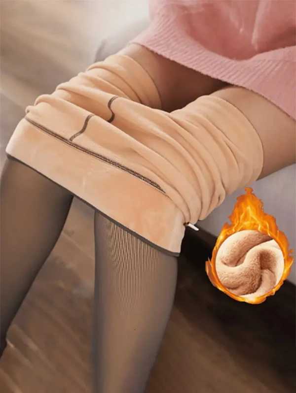 Dressfo Womens Sheer FleeceLined Tights NudeLeg Effect LeggingsT251016