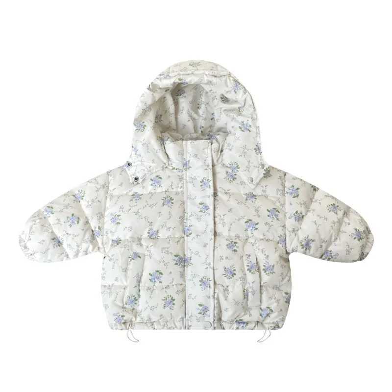 Girls Winter down Jacket for Children Hooded baby Fashion Duck Outerwear Windproof Coat Warm Floral Thicken SnowsuitsT251016