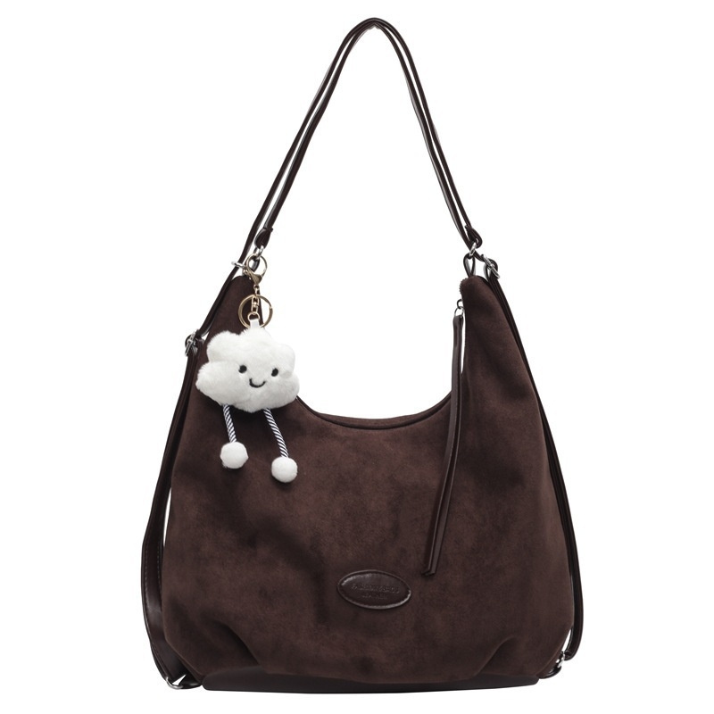 2025 New Fashionable Wrinkle Bag For Women's Autumn And Winter, Trendy Large Capacity Bag, Texture Double Shoulder Suede Fashion Pendant