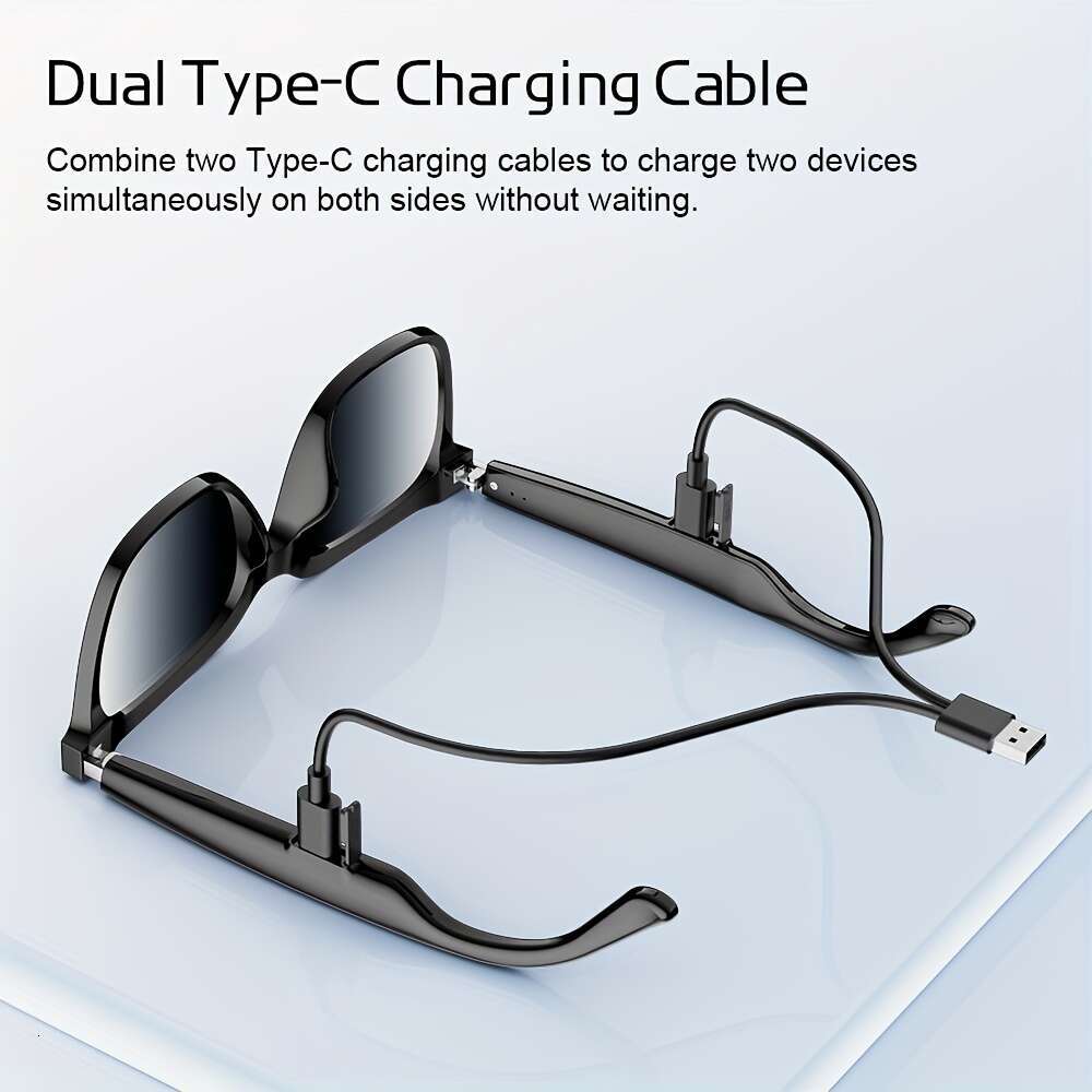CHABAIDAO Yj01 Smart Glasses, AI With Speaker, Featuring Built-In Open-Ear Dual Stereo Microphone And Speakers Voice Control, Unisex Grey Lens Glasses