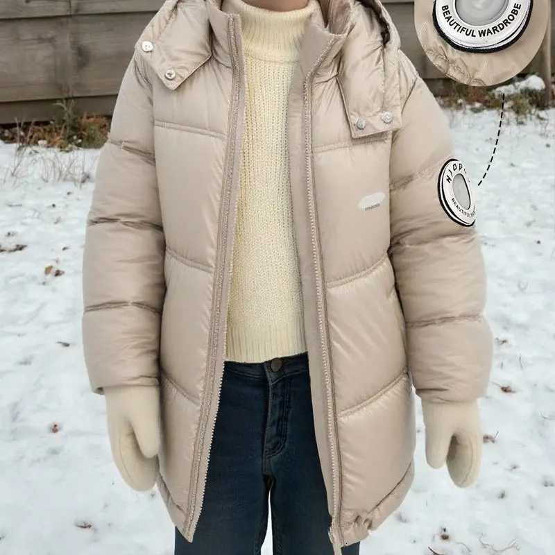 Boys Winter Thicken Warm Down Jacket Kids CottonPadded Hood Parka Coat Loose Stand Collar Long Sleeve Casual Outerwear for TeenT251016