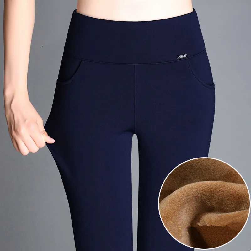 High Waisted Stretch Fleece Pencil Pants for Women Blue Leggings Thick Gold Velvet Slim Warm Plus Size 5XL 6XL WinterT251016