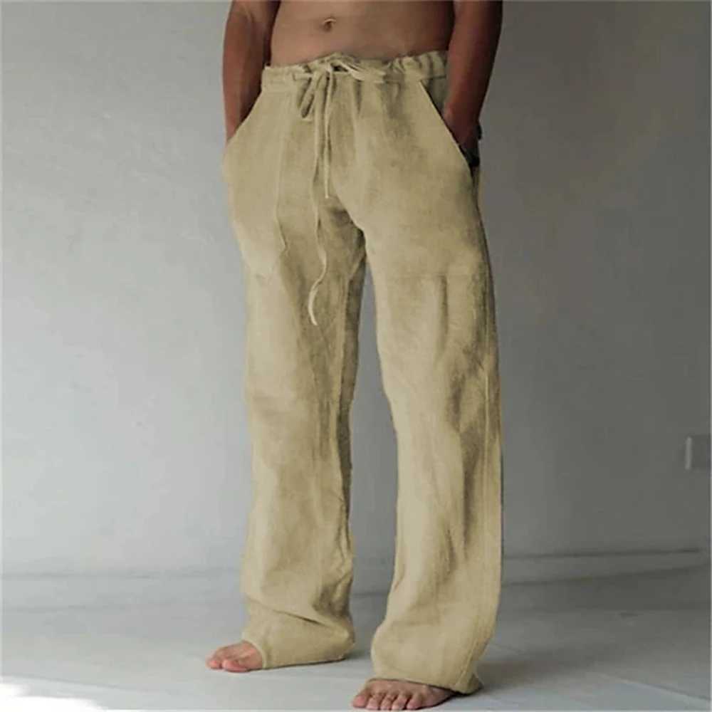 Solid Color Summer Pants Mens Trousers Baggy Pants Beach Pants Casual Pants Drawstring Pocket Comfort Straightleg pant 6XL J251203