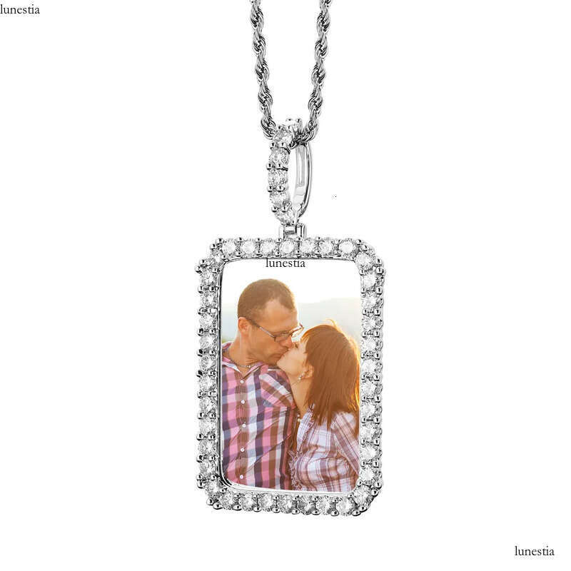Custom Photos Necklace Fashion Gold Plated Square Memory Iced Out Pendant Mens Hip Hop Necklaces Jewelry