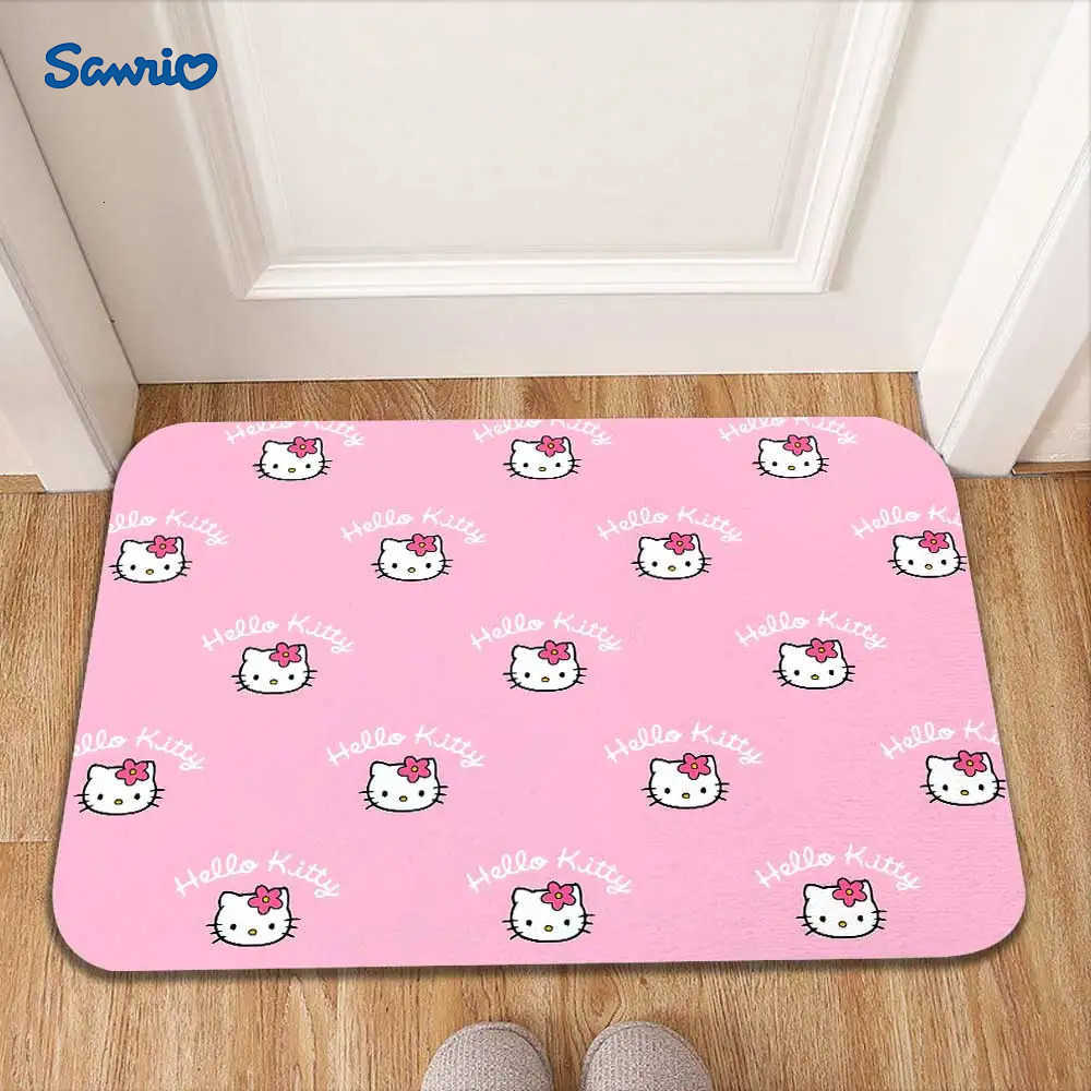 Sanrio Kawaii Kitty Welcome Mat Modern Home Decoration Soft Room Carpets Motorcycle Carpet Washable Nonslip Kitchen Rug Hallway Mats L251016