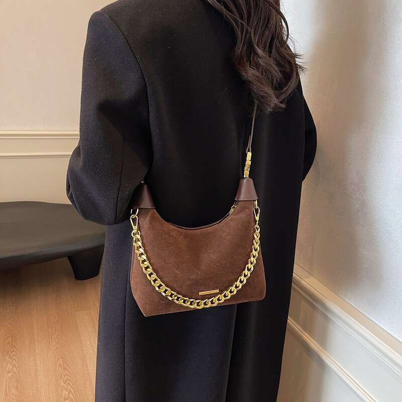 Designer Bag for Women Shoulder Bags French Suede Chain for Women New Fashion Versatile Handbag Casual Textured Crossbody Bag
