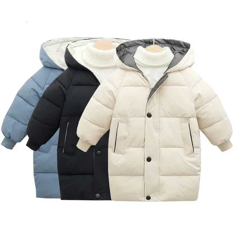 Boys Girls CottonPadded Coats Kids Long Down Autumn Winter Teen Cotton Clothes Outerwear Big Children Thicken Warm JacketT251016