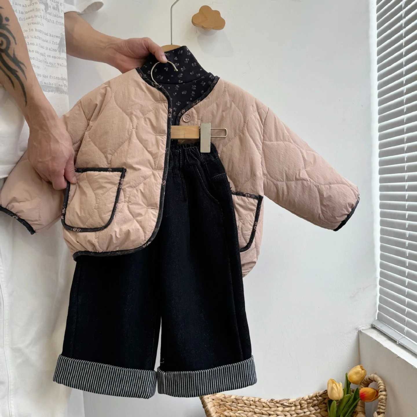 Cotton Coat Autumn and Winter Korean Cute Casual Fashion Allmatch Sweet Round Neck Cotton Coat Girls ClothesT251016