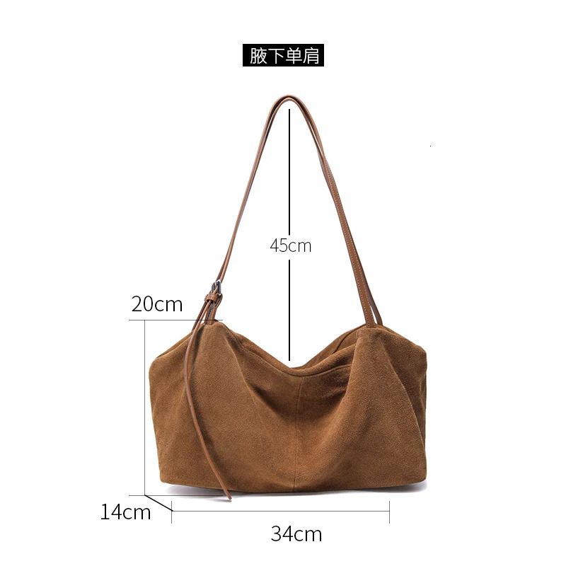 Womens Suede Cow Genuine Leather Shoulder Bags Ladies Soft Cowhide Crossbody Bag Female n y Lazy Commuting Handbag 251014