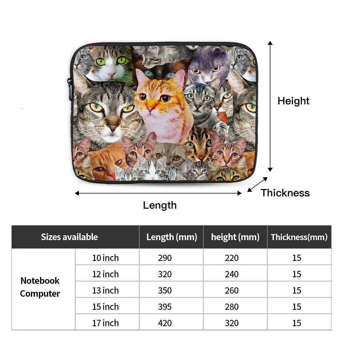 Cute Cats Lover Funny Cats Collage Notebook Laptop Bag Case Pouch 10 12 13 15 17 Inch Notebook Sleeve Cover Bag Tablet Case BagW251015