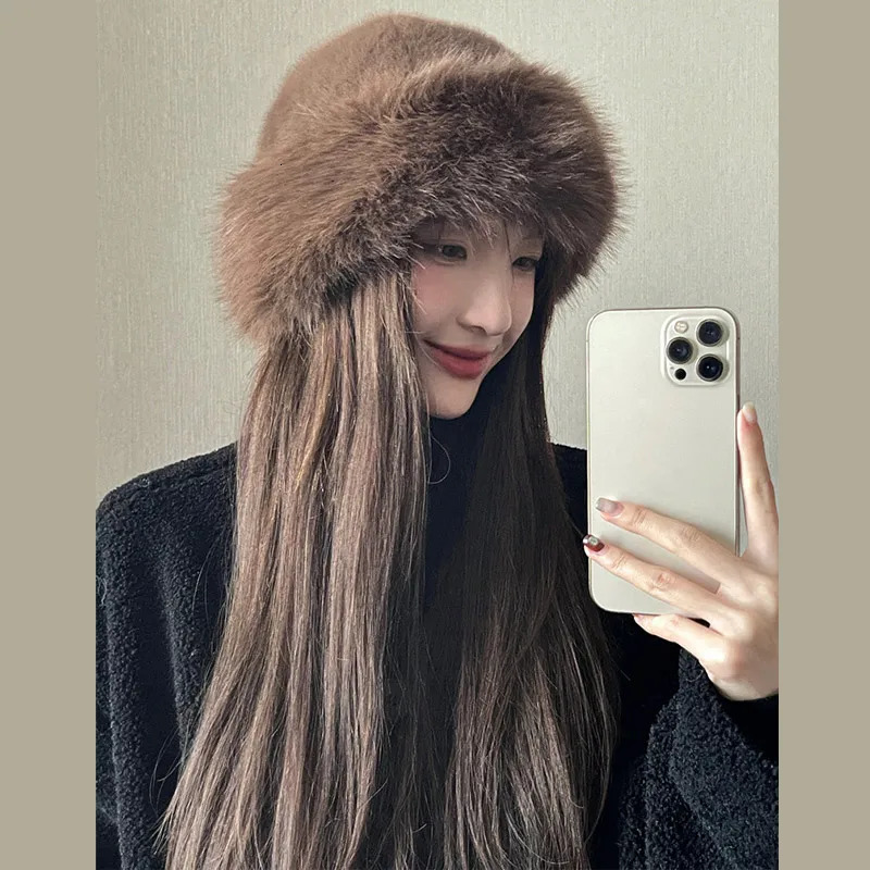 Fluffy Fur Hat Womens Winter Autumn Ear Protection Thickened Snow Ski Cap Korean Style Fashion Solid Color Mongolian Hats 251009