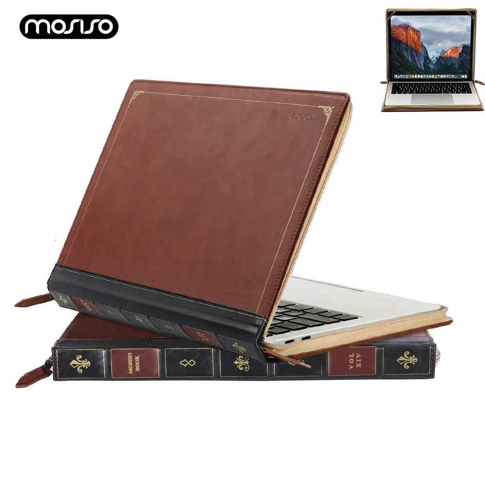 MOSISO Laptop Sleeve Case for MacBook Air 13 inch A3240 A3113 A2681 Air 15 Pro 14 Pro16 PU Leather Vintage Portfolio Cover BrownW251015