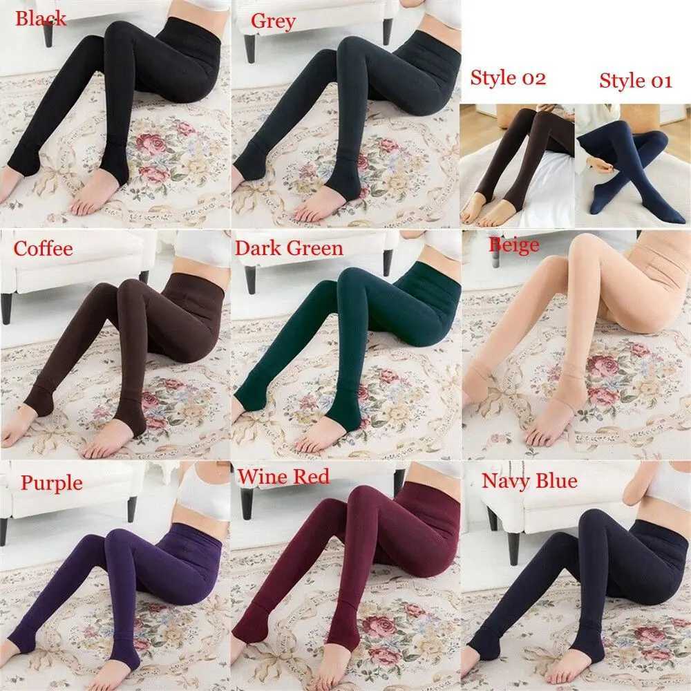 Fashion Slim Leggings Winter Thermal Thick Pantyhos Womens Clothing 8 Colors Stretch Pants Warm Tights Fluff LinedT251016