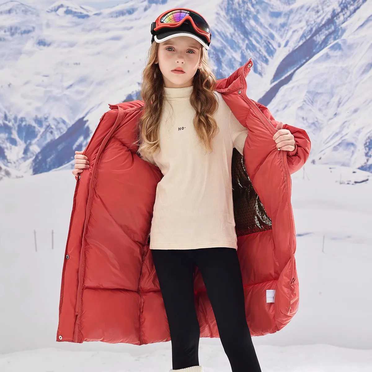 Winter Warm Girls Stylish Gold Letters Long Hooded Zip Puffer Jackets School Kids Thick Coats Children Outfit Windbreaker 416YrT251016