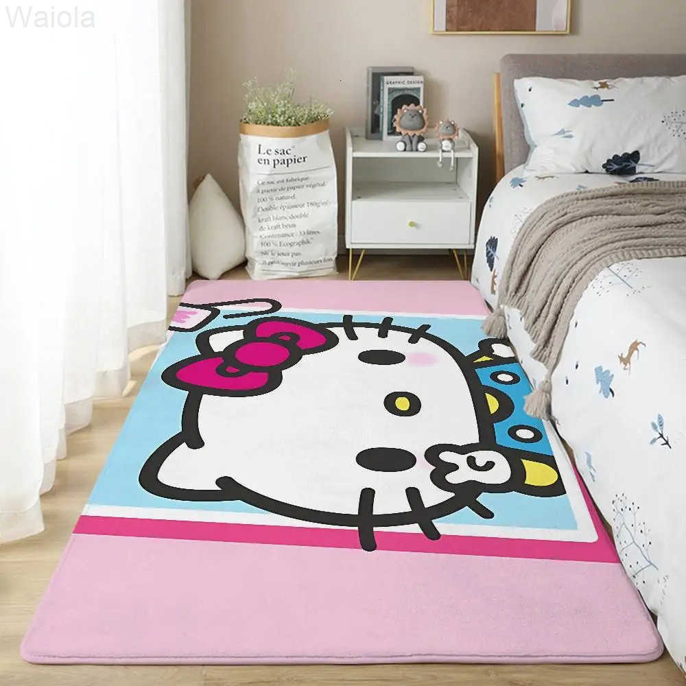 Sanrio Cute Hello KKitty Floor Mat For Living Room Sofa Floor Cushions Modern Soft Fluffy Home Rug For Childrens Bedroom Play Carpet L251016