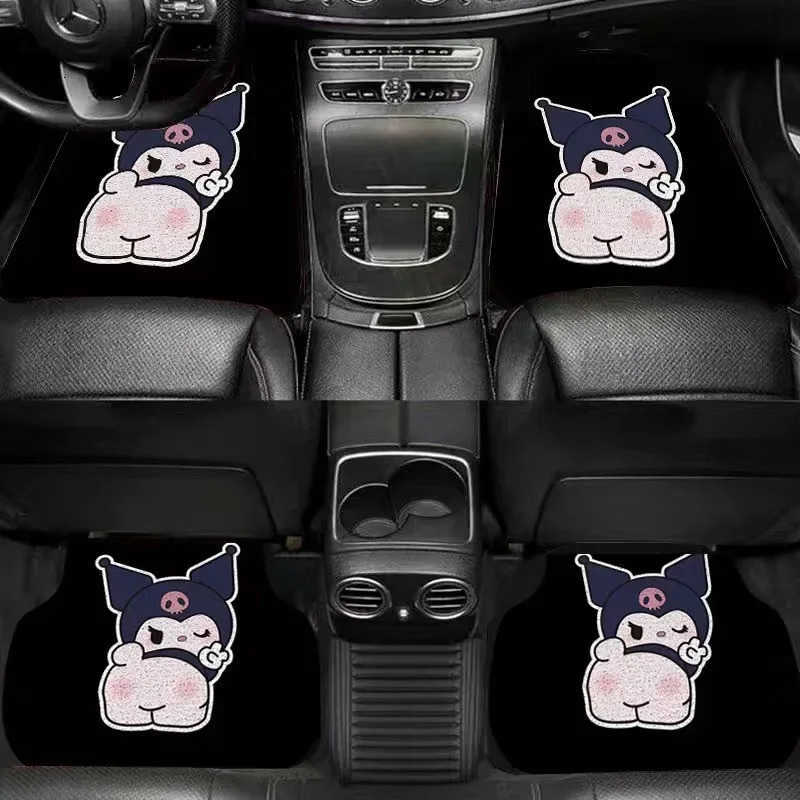 Sanrio 2pcs Kawaii Hello Kitty Car Floor Mats Kuromi Cinnamoroll Anime Cartoon Sweet Fashion Exquisite Universal Decoration Mats L251016