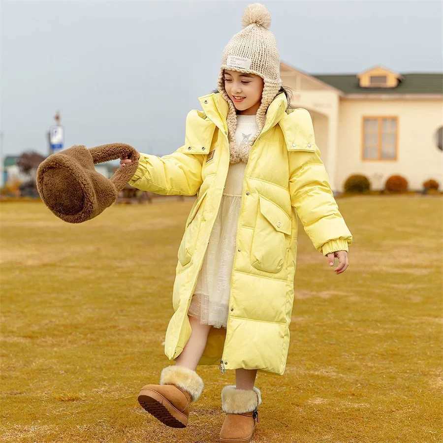 Winter Down Jacket for Girls Windproof Thick Warm Cotton Clothes Lengthen Fashion Hooded Padded Coat for Teenager GirlsT251016