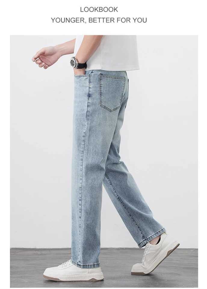 Summer lyocell thin jeans mens 25 years highend light business washed retro straight trousers J251016