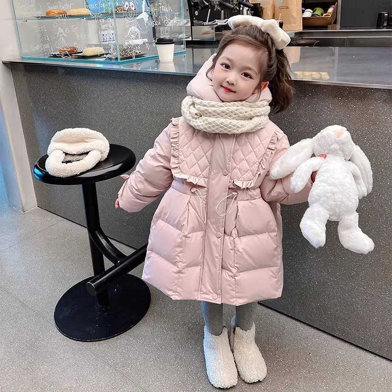 Winter Warm Girls Sweet Pink WaistSlimming Hooded Zipper Puffer Jackets School Kids Coat Top Children Outfit Windbreaker 212YrT251016