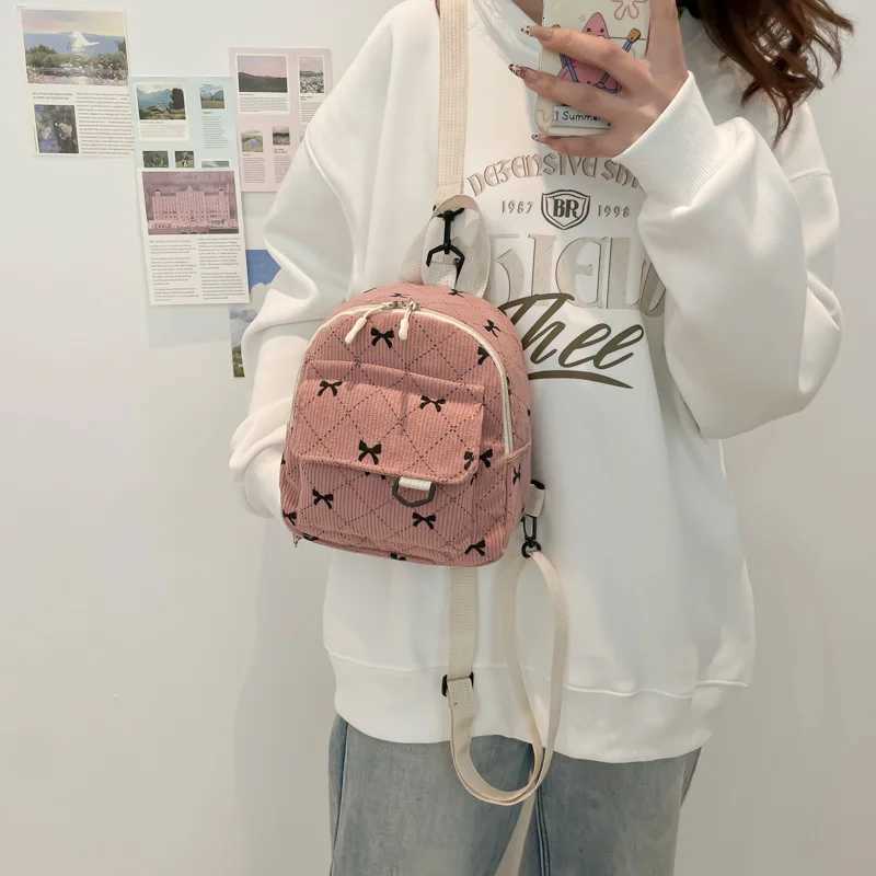 Mini Backpack Sweet Bowknot Printed Shoulder Bag Travel Cosmetic Storage Bag Ins Student Bookbags Casual RucksackT251016