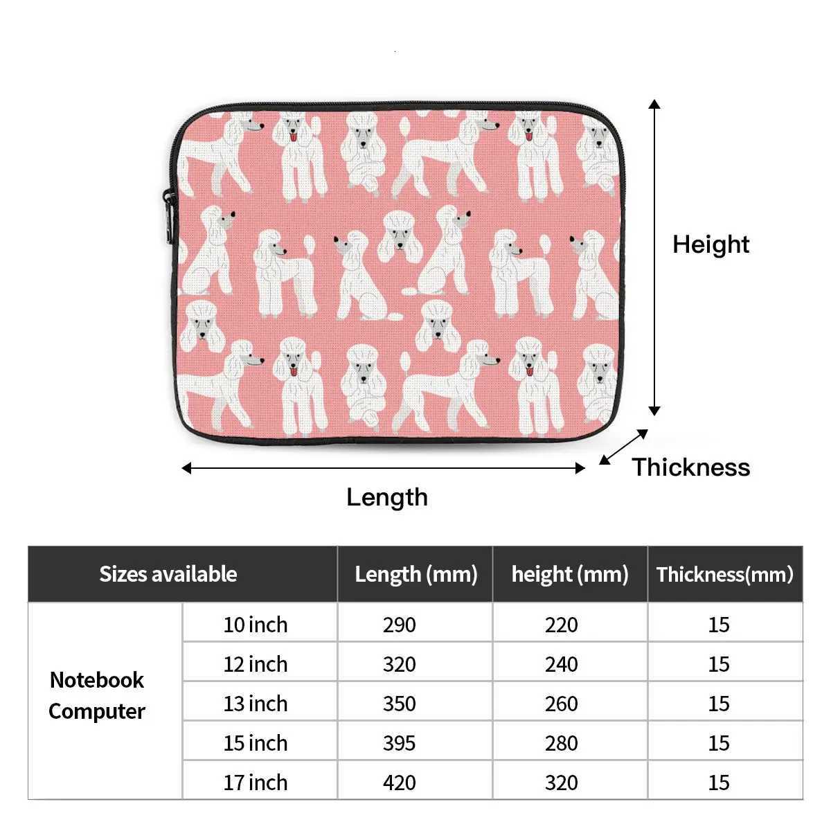 Shockproof Case 13 15 17 Inch Poodle Laptop Bag Sleeve for Macbook Air Pro Gift for Animal Dog Lover Notebook Sleeve Cover BagW251015