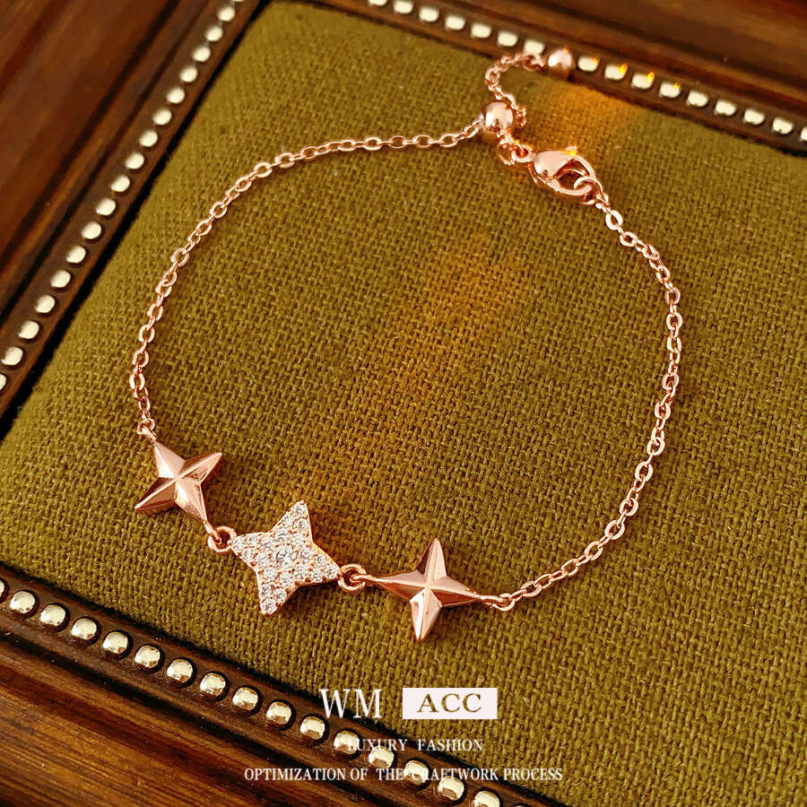 Korean Style Exquisite Zircon Star Pull-out Daily Fashion Commuting Versatile Bracelet Design Sense Niche Jewelry ddmypluto