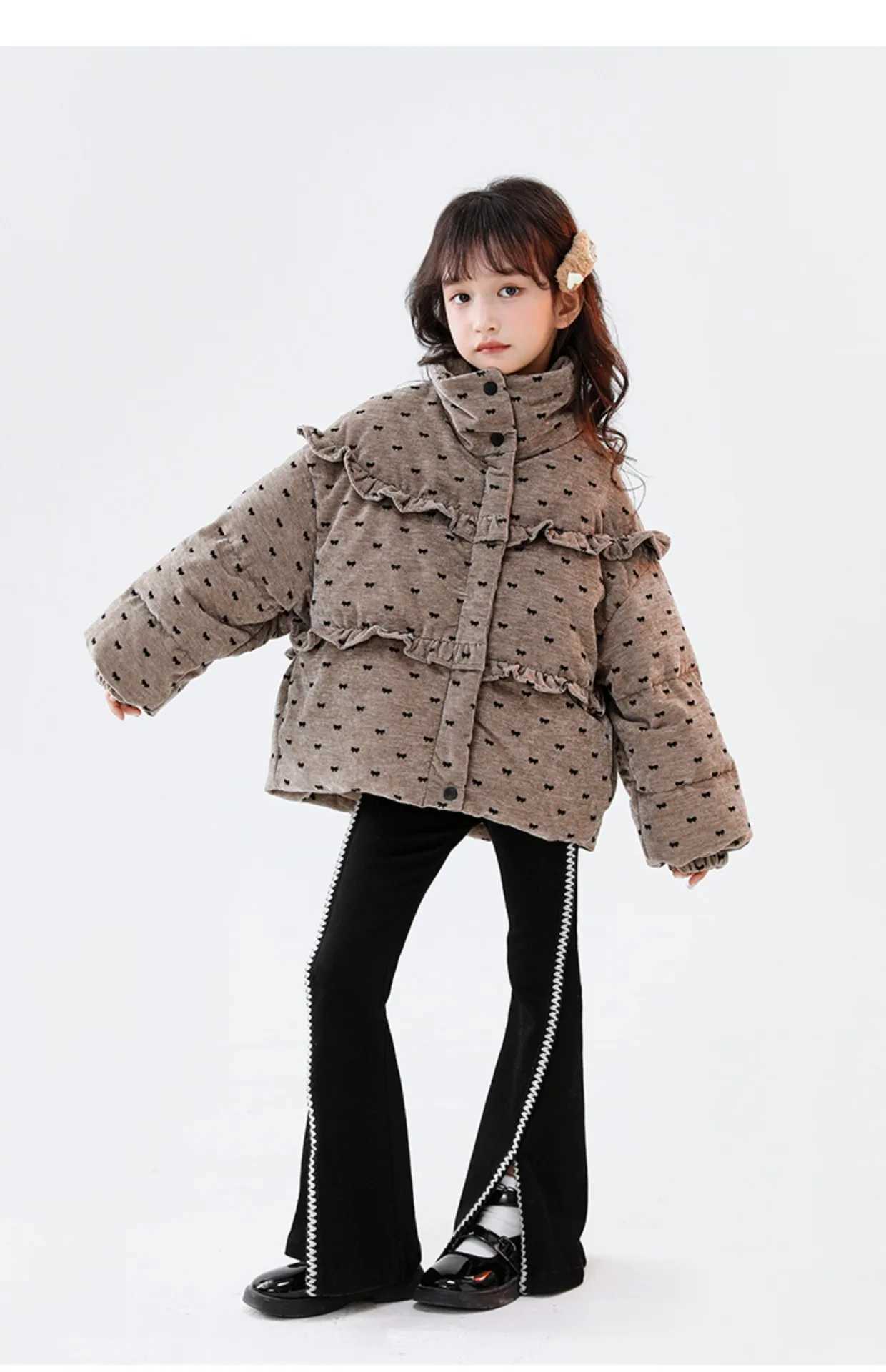 Han 2025 New Down Cotton Jacket Winter Girls Full Print Butterfly Festival Coat Childrens Warm Casual Top TrendyT251016