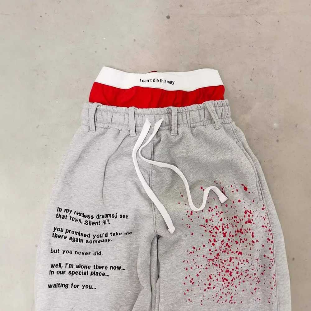 Y2K Harajuku Sweatpants Embroidery Star Double Waisted Loose Solid Color Casual Pants Men Hip Hop Drawstring Waist Jogger J251203