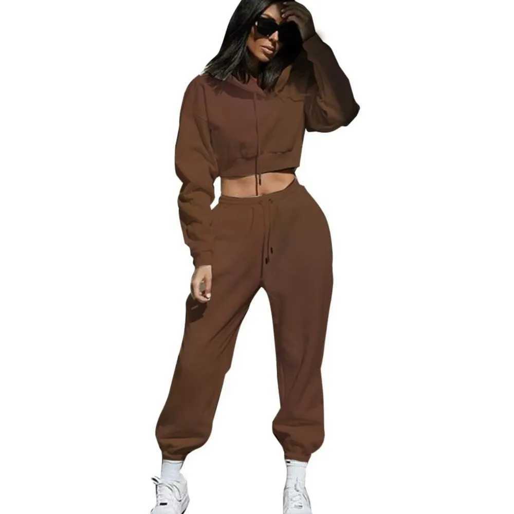 New Fleece Hooded Sweatshirt Long Pants Women 2piece Set Thickened Casual Sporty Sweatshirt Long Pants Female Autumn Winter2025 W251015