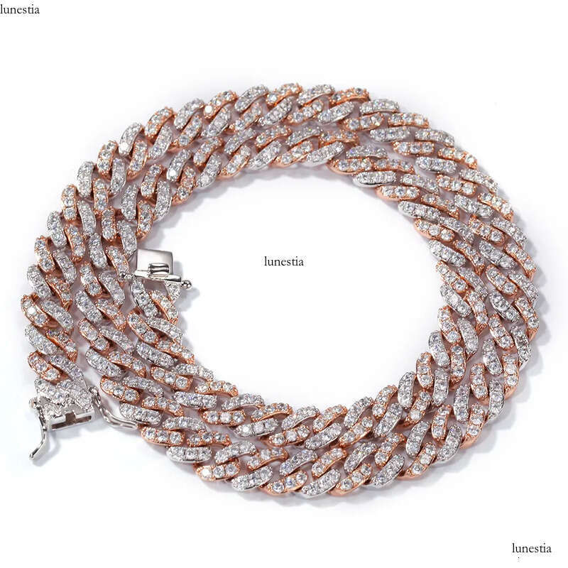 Iced Out Miami Cuban Link Chain Mens Gold Chains PINK Necklace Bracelet Fashion Hip Hop Jewelry 9MM