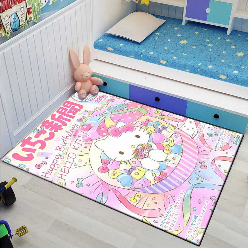 Sanrio Hello Kitty Anime 3D Large Area Rugs Carpets Home for Living Room Childrens Kids Nonslip Bedroom Sofa Doormat Floor Mat L251016