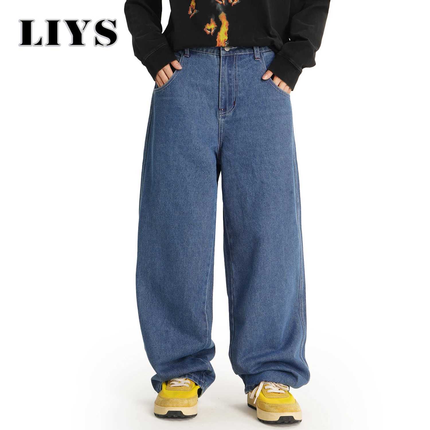 American Retro Mens Loose Wide Leg Skateboard Jeans Korean Version Street Personality Skateboard Skull Print Baggy Denim Pants J251016