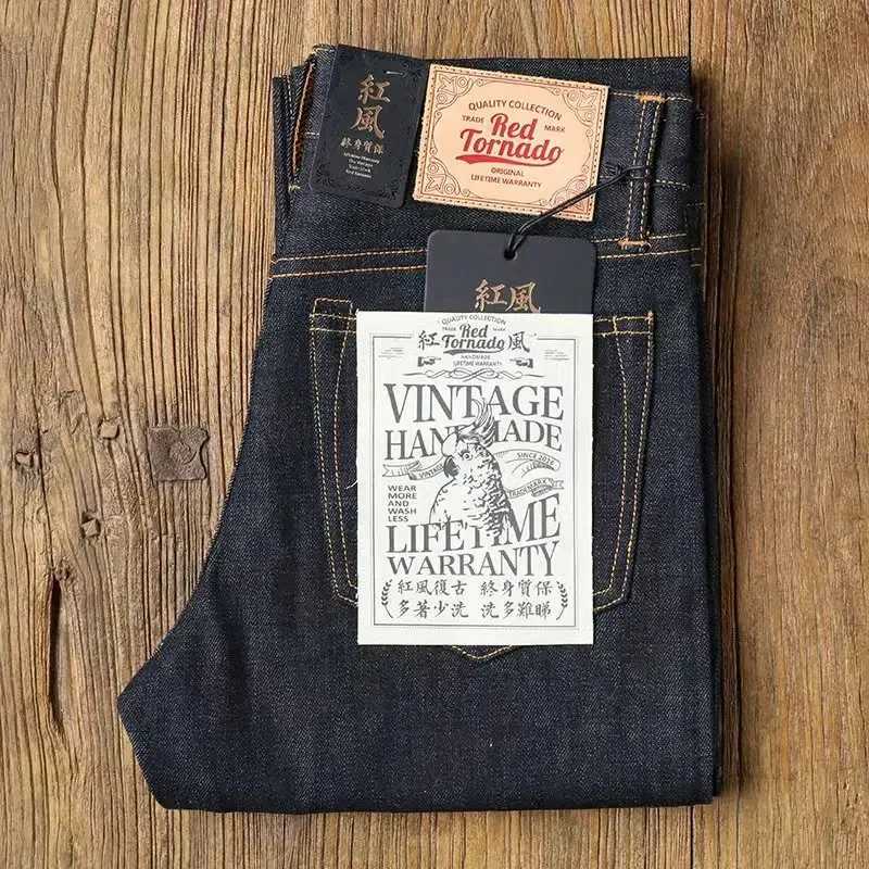 Red Tornado 16oz Slim Fit Jeans Rinsed Selvedge Denim Straight Leg Pants X251016