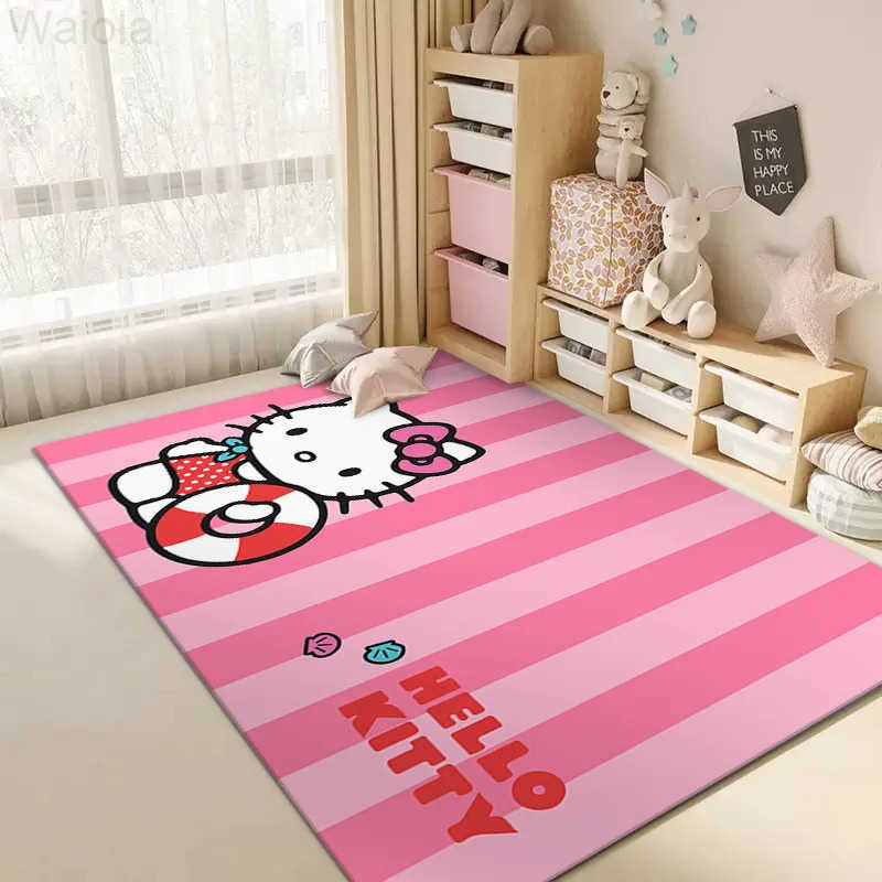 Sanrio Cosplay Anime Hello Kitty Bedroom Bedside Rug Cute Cartoon Rectangular Floor Cushion Tatami Coffee Table Foot Cushion L251016