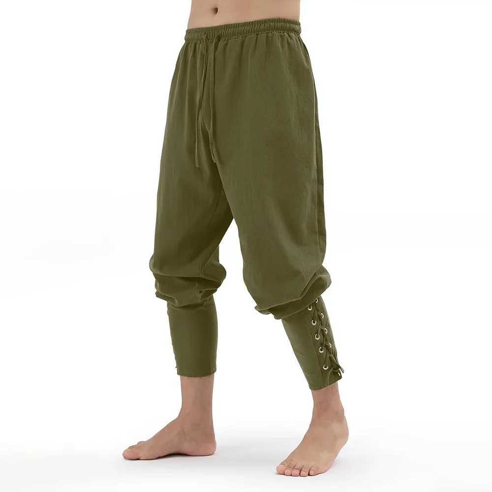 Mens Spring Summer Vintage Mens Medieval Viking Cotton Linen Trousers Halloween Fashion Vintage Mens Bottoms J251203
