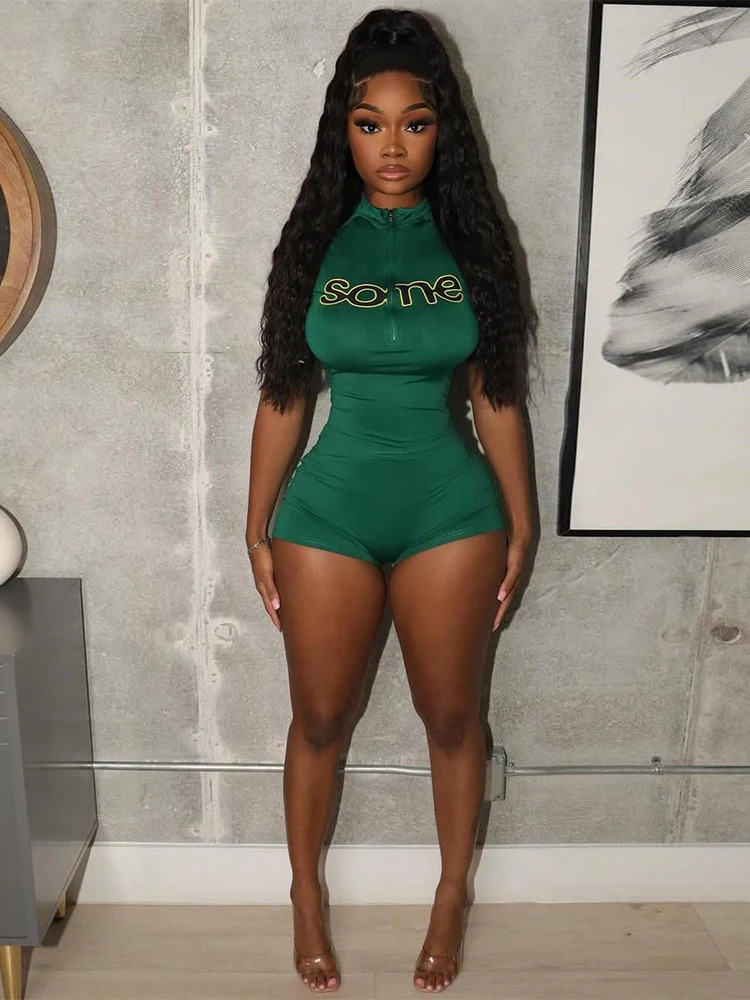 Weird Puss Letter Print Women2 Piece Set Casual Sporty Zip Crop TopsShorts Matching Streetwear Stretch Skinny Streetwear Suits 251015